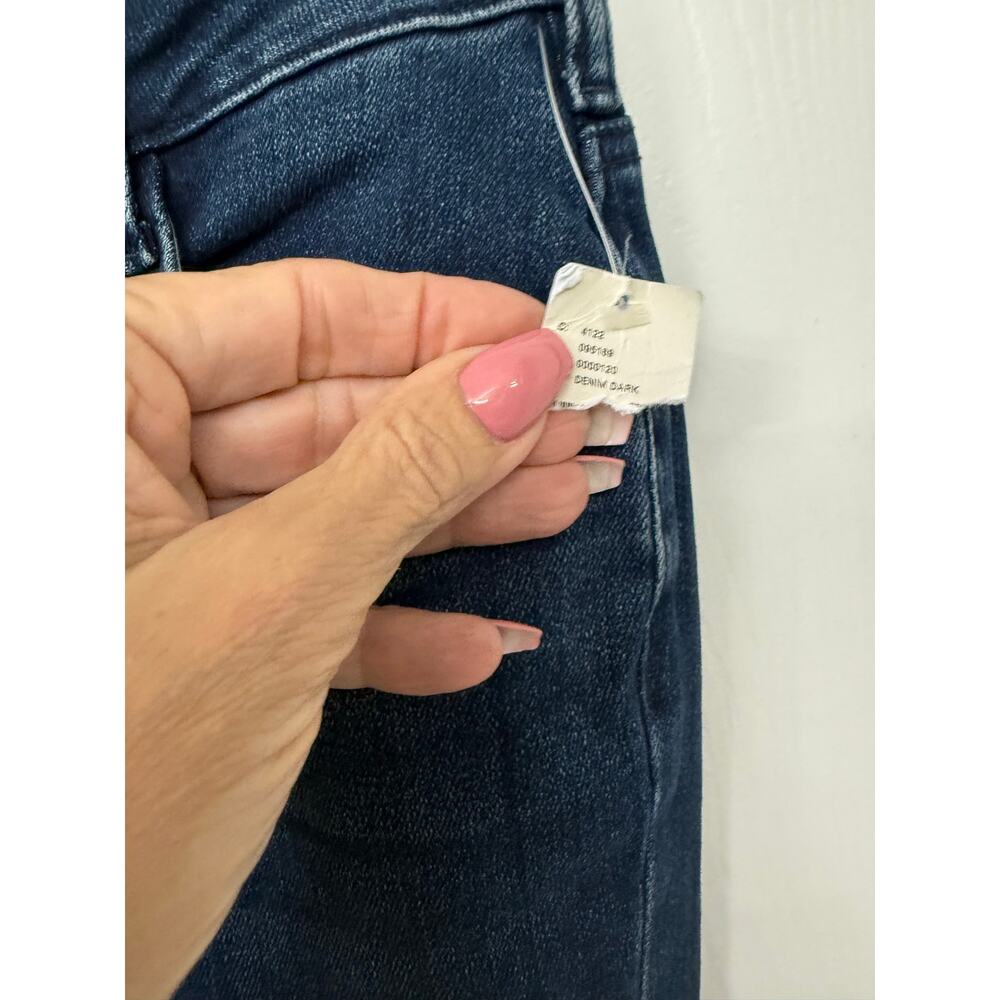 Pilcro High-Rise Flare Jeans Dark Wash Studded Hem Size 25 trendy $168 NWT - Picture 10 of 11